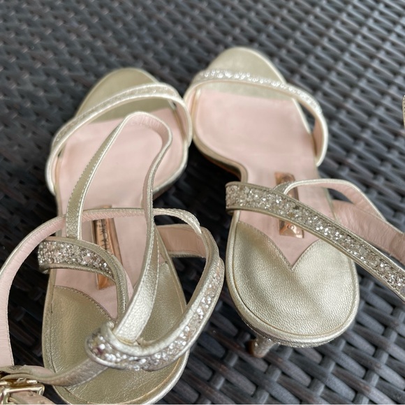 Sophia Webster Silver Glitter ‘Kamryn’ Mid Sandals in Champagne Glitter Size 40 - Picture 3 of 12